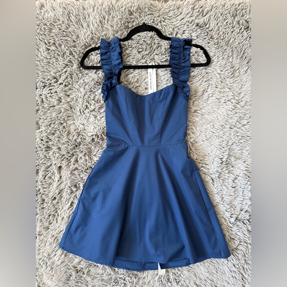 LUCY IN THE SKY Ruffle Strap A-line Dress XS NWOT